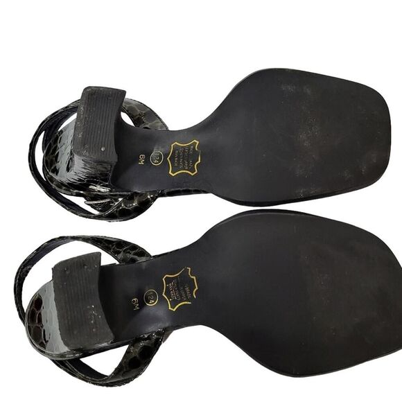 Vintage Seychelles Size 6 M California Block Heels Leather Black Animal Print - Picture 8 of 10